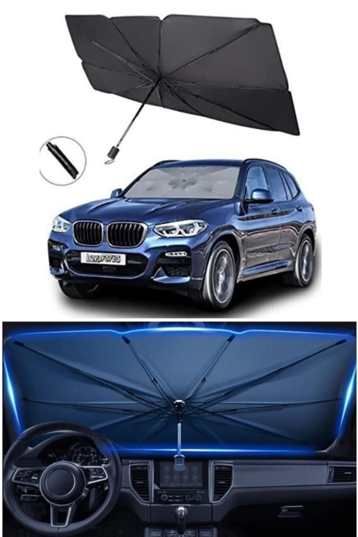 Duffa Araba Ön Cam Güneşlik Katlanabilir Güneşlik Şemsiye Ön Cam Gölgelik Büyük Boy 80 Cm X 135 Cm