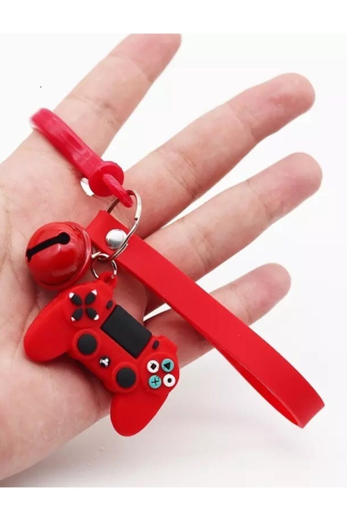 Kiwii Kırmızı Ps4 Playstation Zilli Konsol Joystick Anahtarlık