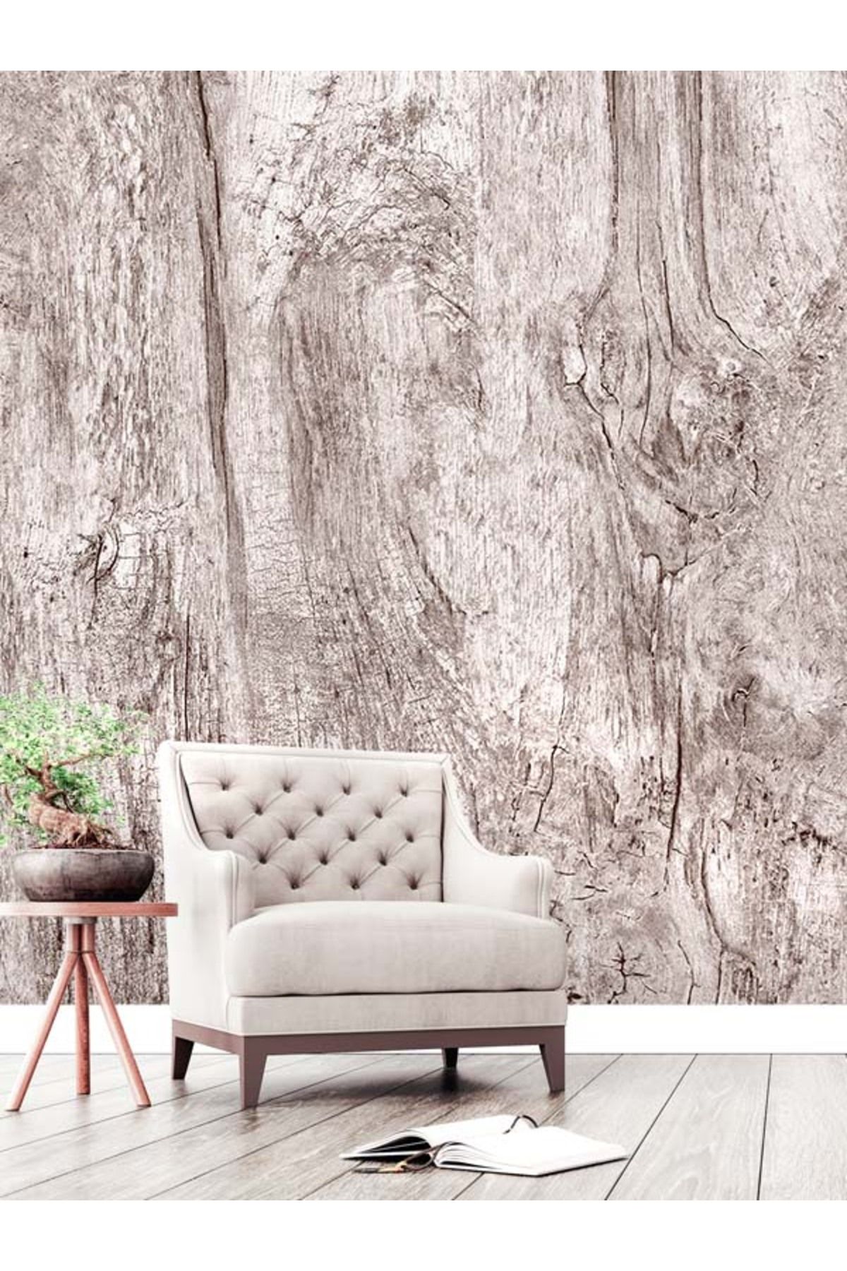 dreamwall Gri Yaşlı Ağaç Desenli Isı Ve Ses Yalıtımlı Sağlıklı Tekstil Duvar Kağıdı