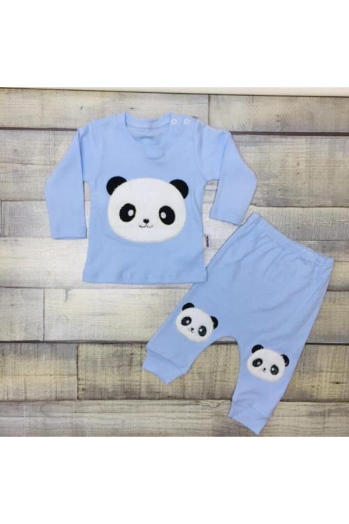 Dombili Bebek Mavi Panda Nakışlı Takım