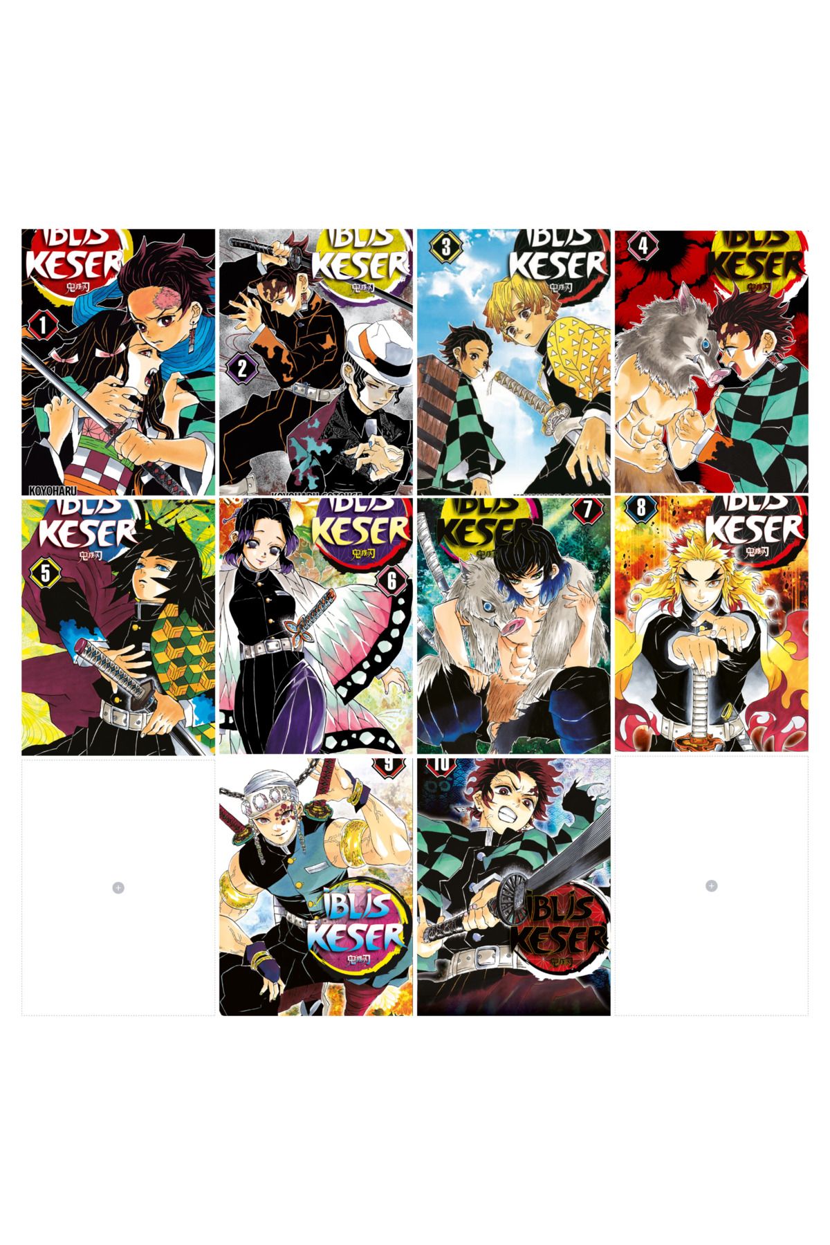 Gerekli Şeyler Yayıncılık Iblis Keser Demon Slayer (1-2-3-4-5-6-7-8-9-10.CİLT) 10Kitap Manga Set