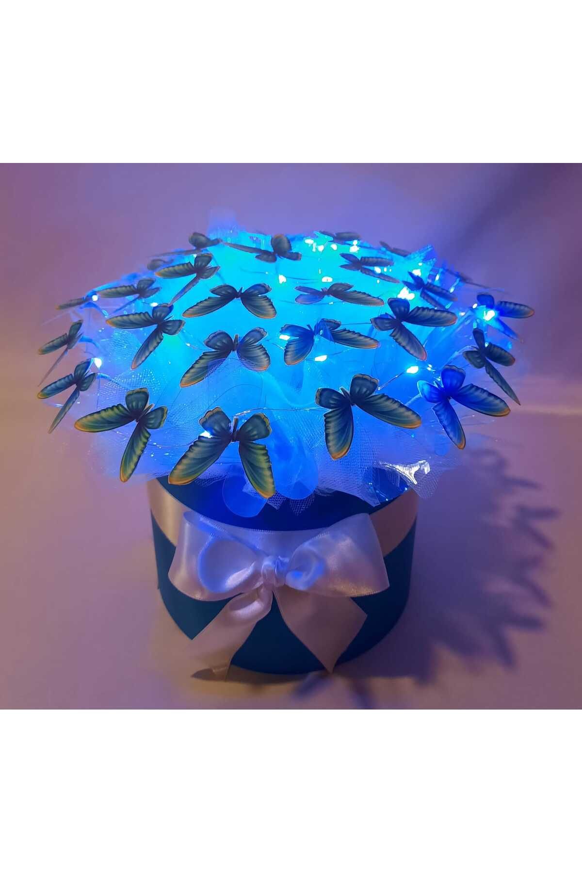 E&N LED Işıklı Kelebek Çiçek Buketi - Hediye kutusu