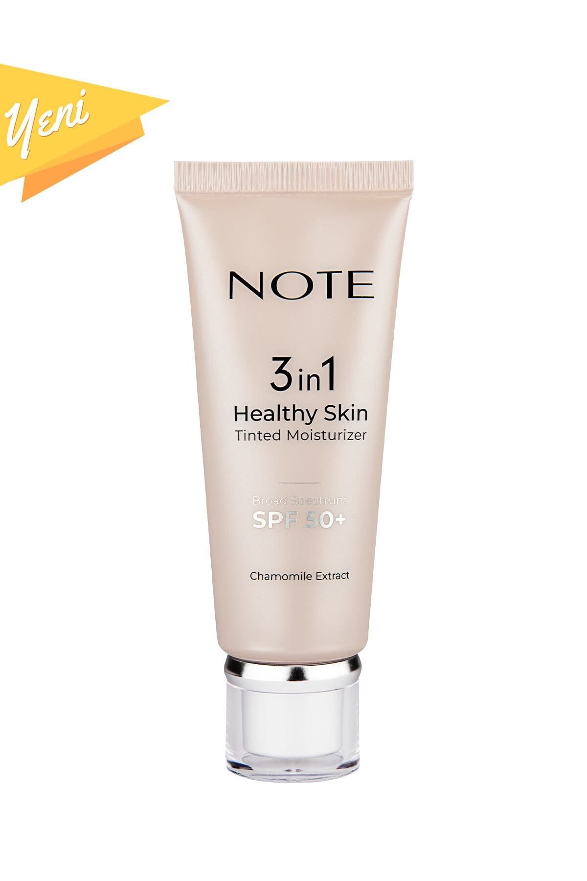 Note Cosmetics Renk Ton Eşitleyici 3 in 1 Healthy Skin Tinted Moisturizer 50 SPF+ Aydınlatıcı Krem
