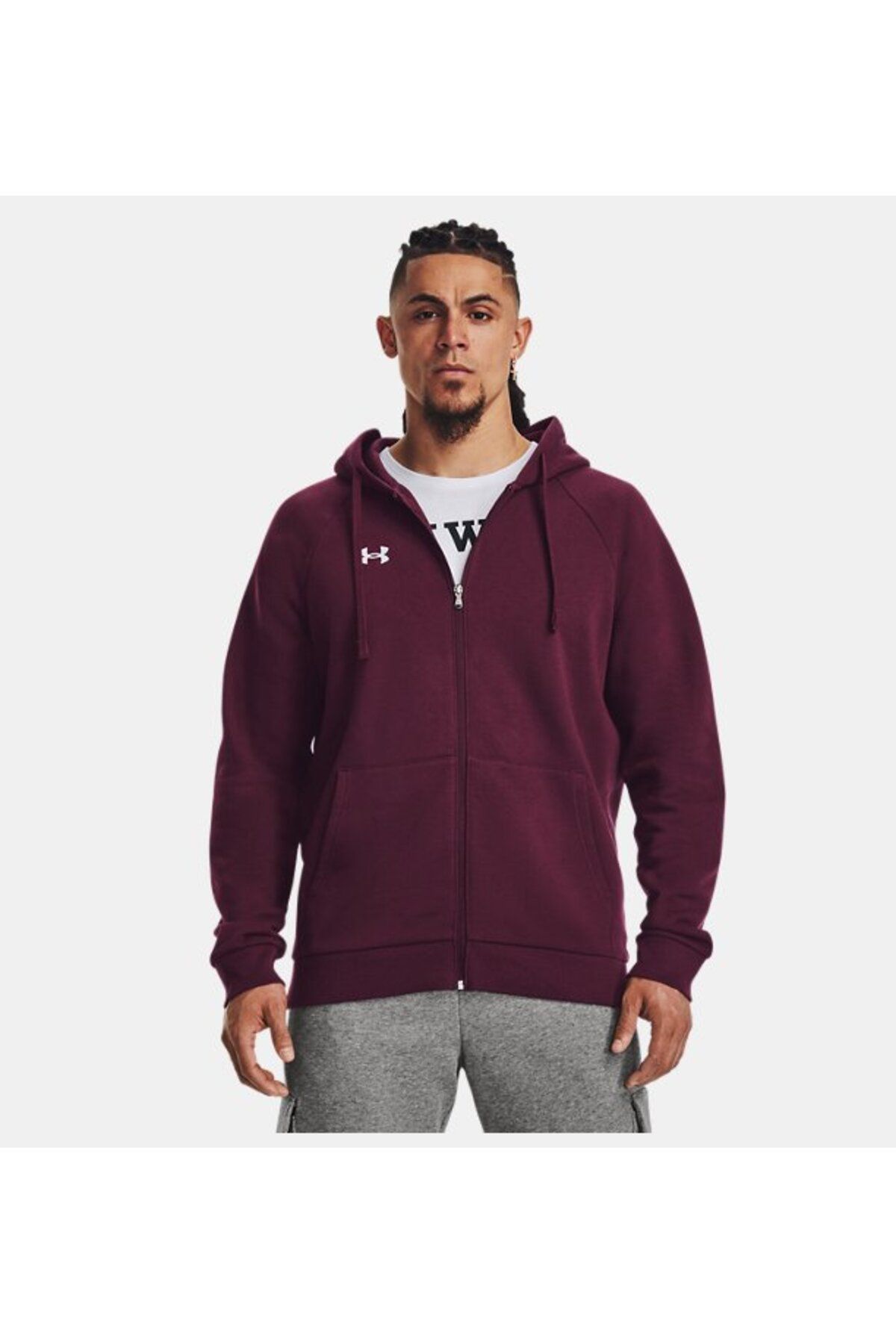 Under Armour Erkek UA Rival Fleece Tam Boy Fermuarlı Kapüşonlu Üst 1379767-600