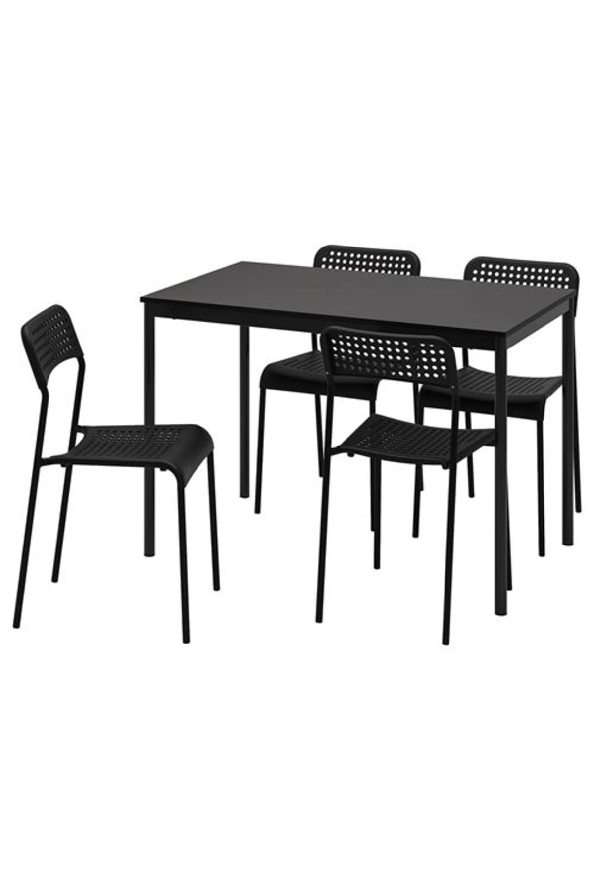 IKEA Sandsberg/addemutfak Masası Takımı, Siyah, 4 Sandalyeli , Mezura 110x67 Cm