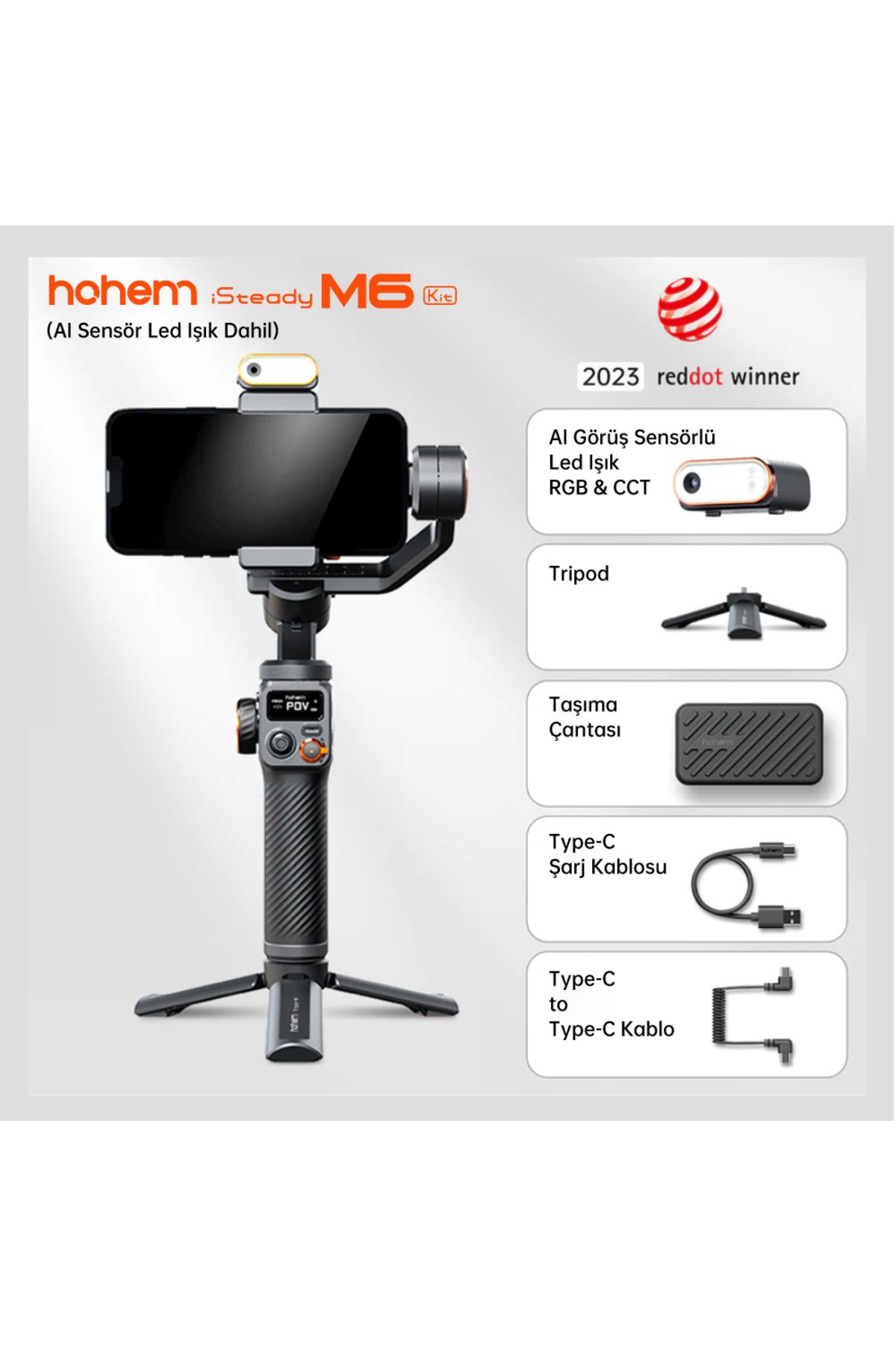 Hohem iSteady M6 Kit Akıllı Telefon Görüntü Sabitleyici Gimbal