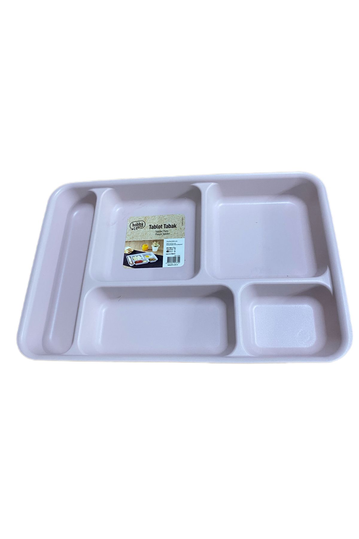 HOBBY LİFE 5 Bölmeli Plastik Tabldot Kahvaltı Yemek Piknik Servis Tabağı Pembe 21x31x3,3h Cm Hh