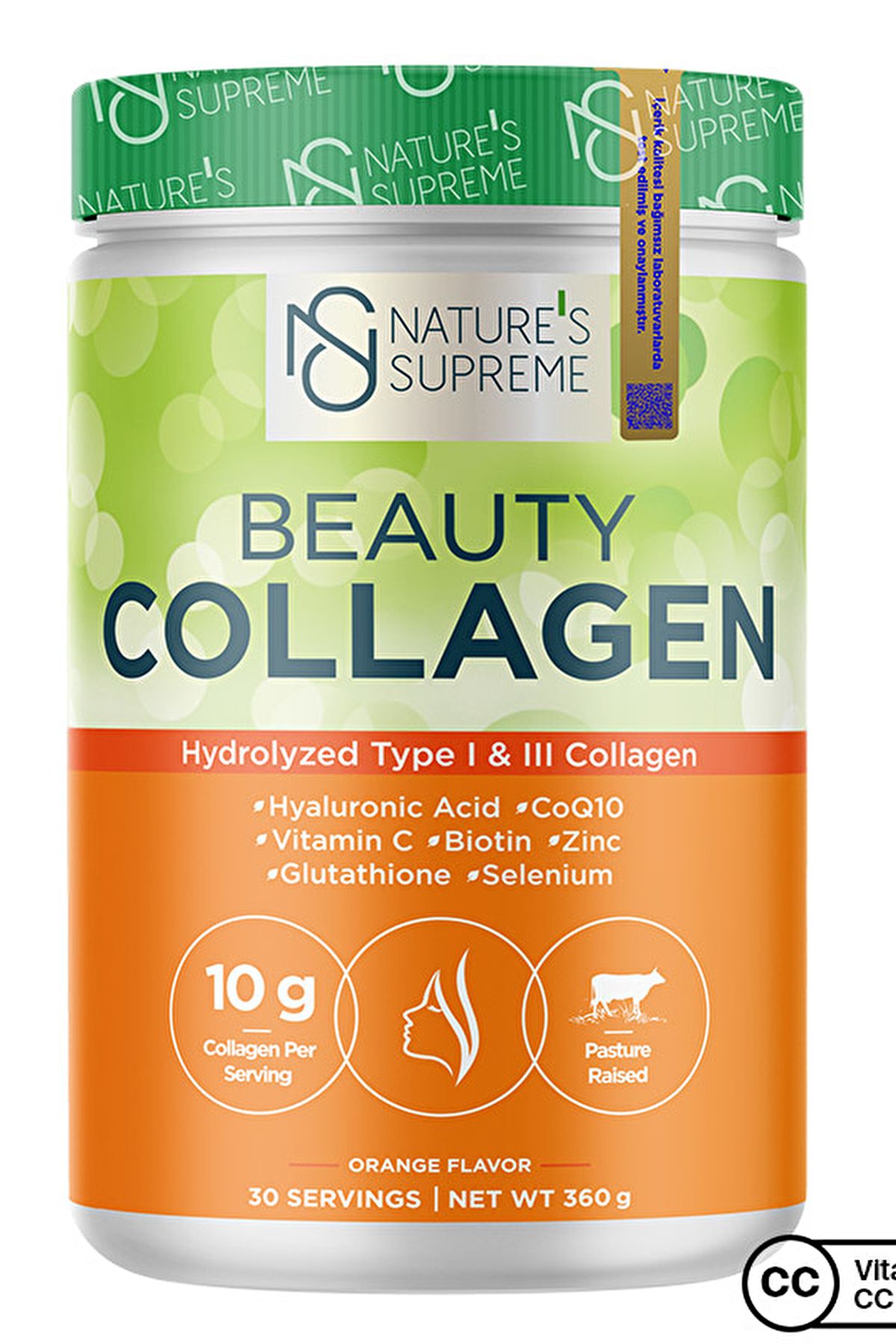 Natures Supreme Beauty Collagen Tip 1-3 Hyaluronik Asit C Vitamini 360 gr Portakal