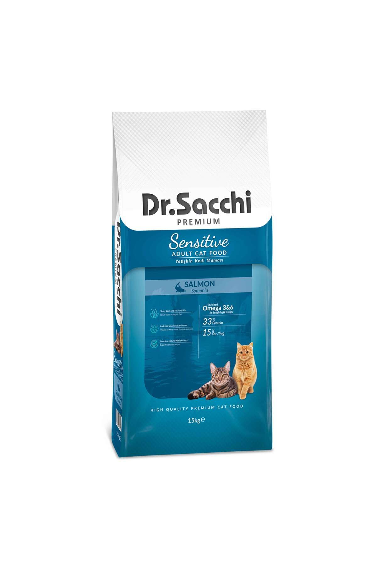 Dr. Sacchi Premium Sensitive Samonlu Yetişkin Kedi Maması 15 Kg