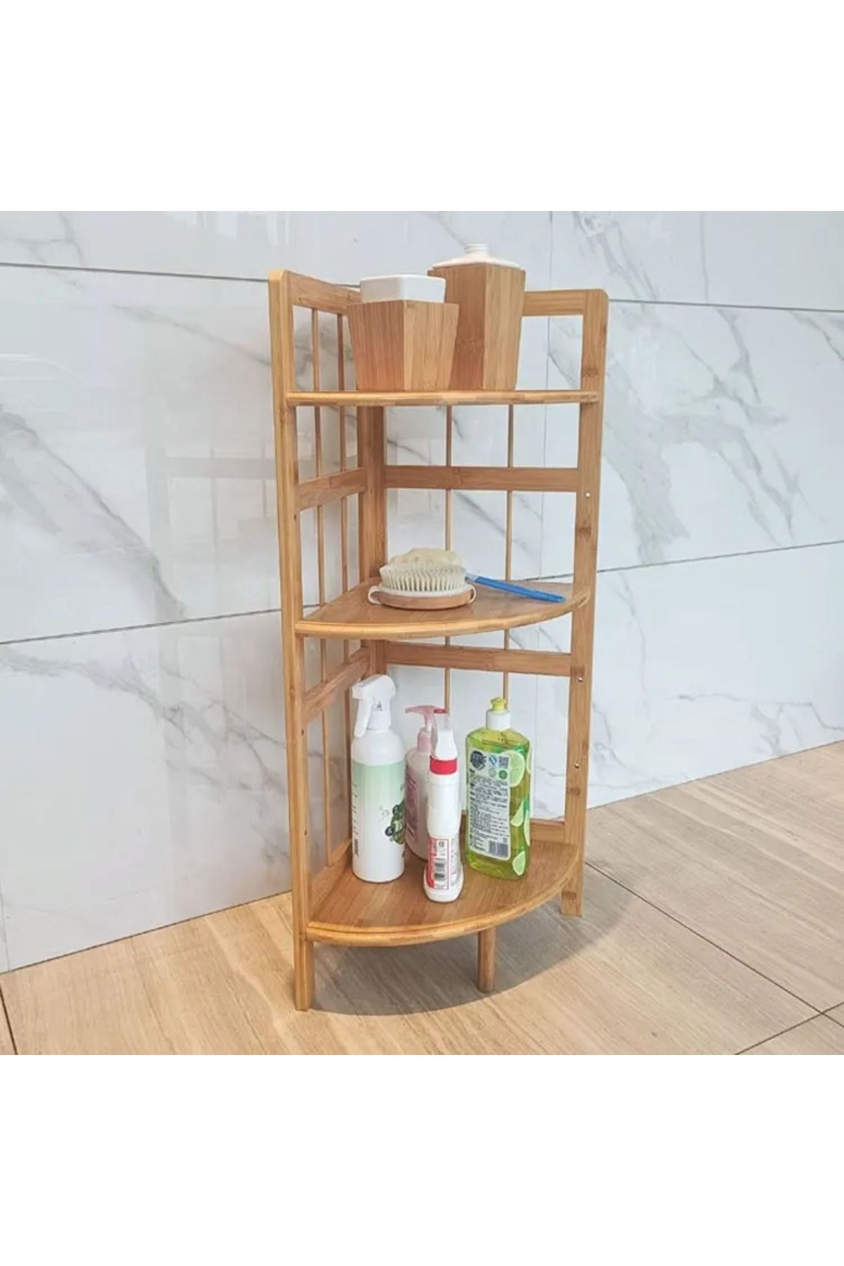 Rossel Premium Hakiki Bambu Mutfak-banyo-balkon Köşe Rafı