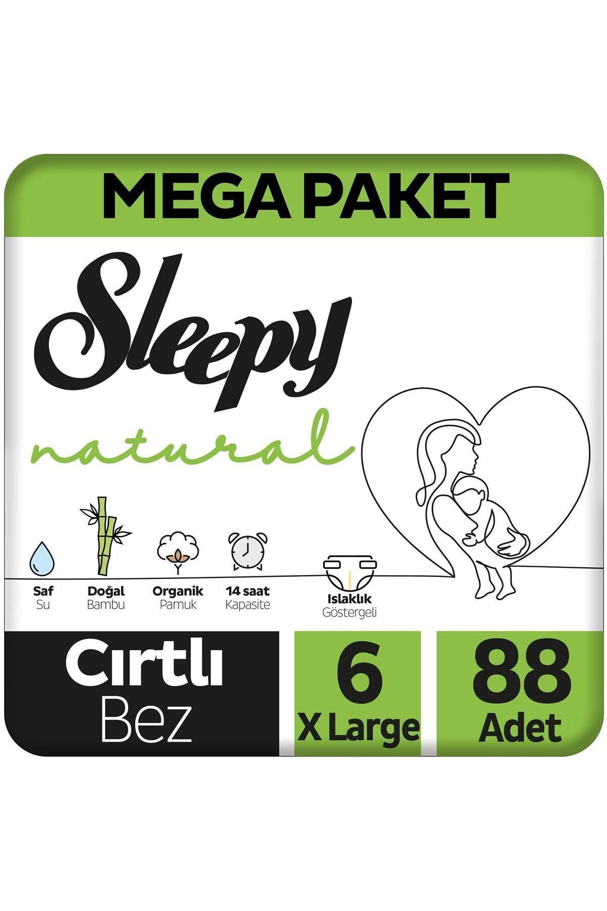 Sleepy Natural Mega Paket Bebek Bezi 6 Numara Xlarge 88 Adet