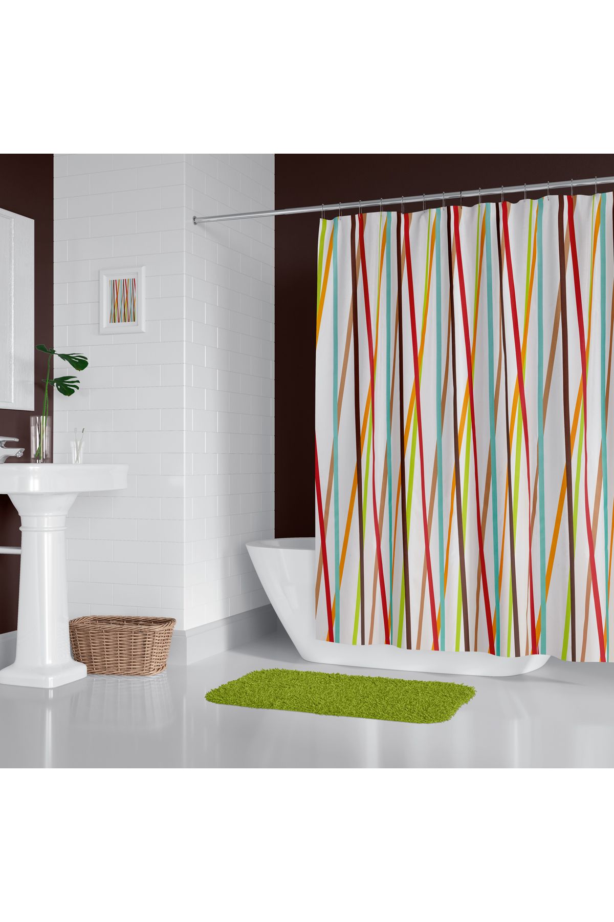 Zethome Banyo Perdesi 1x240x200 Tek Kanat Duş Perdesi Halka Hediyeli 6710