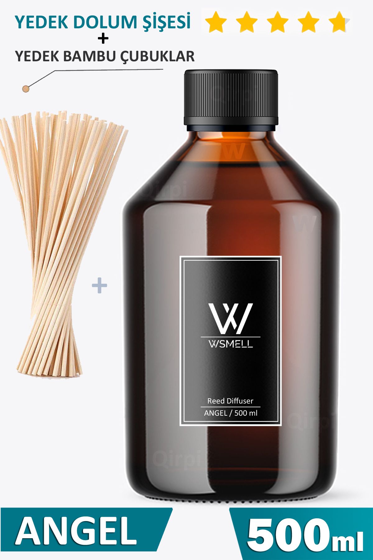 WSMELL Thıerry Mugler Angel Parfüm Aromalı 500 Ml Oda Kokusu Yedek Dolum Şişesi Koku Giderici + 25 Ad Çubuk