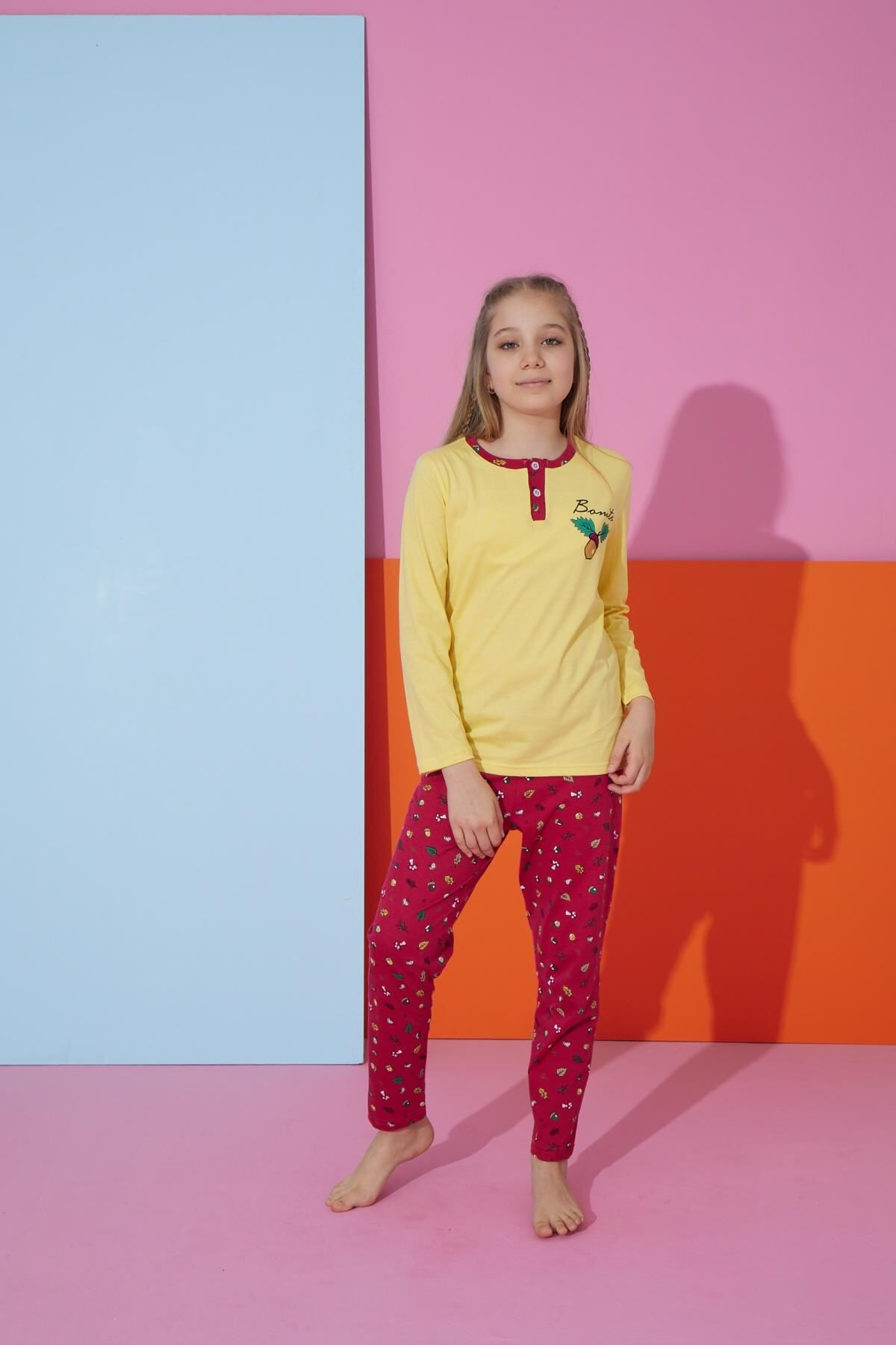 Ayans Pijama Penye Mevsimlik Uzun Kollu Çocuk Pijama Takımı