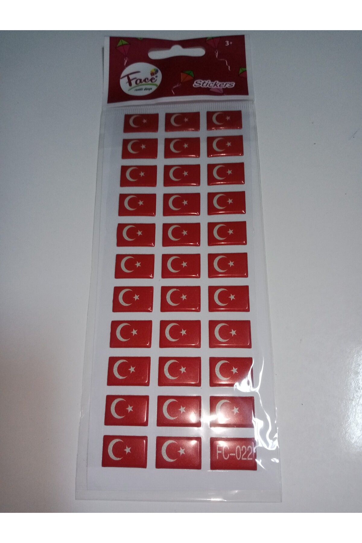 Face Sticker Türkiye Bayrağı 5 Li (1PAKET 32 ADET)
