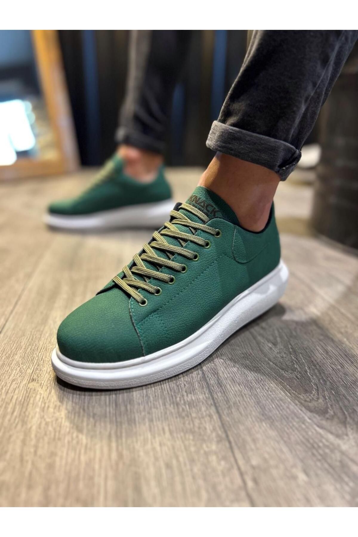 BZ Moda B045 BT Bağcıklı Ortopedik Taban Erkek Sneaker Ayakkabı Yeşil