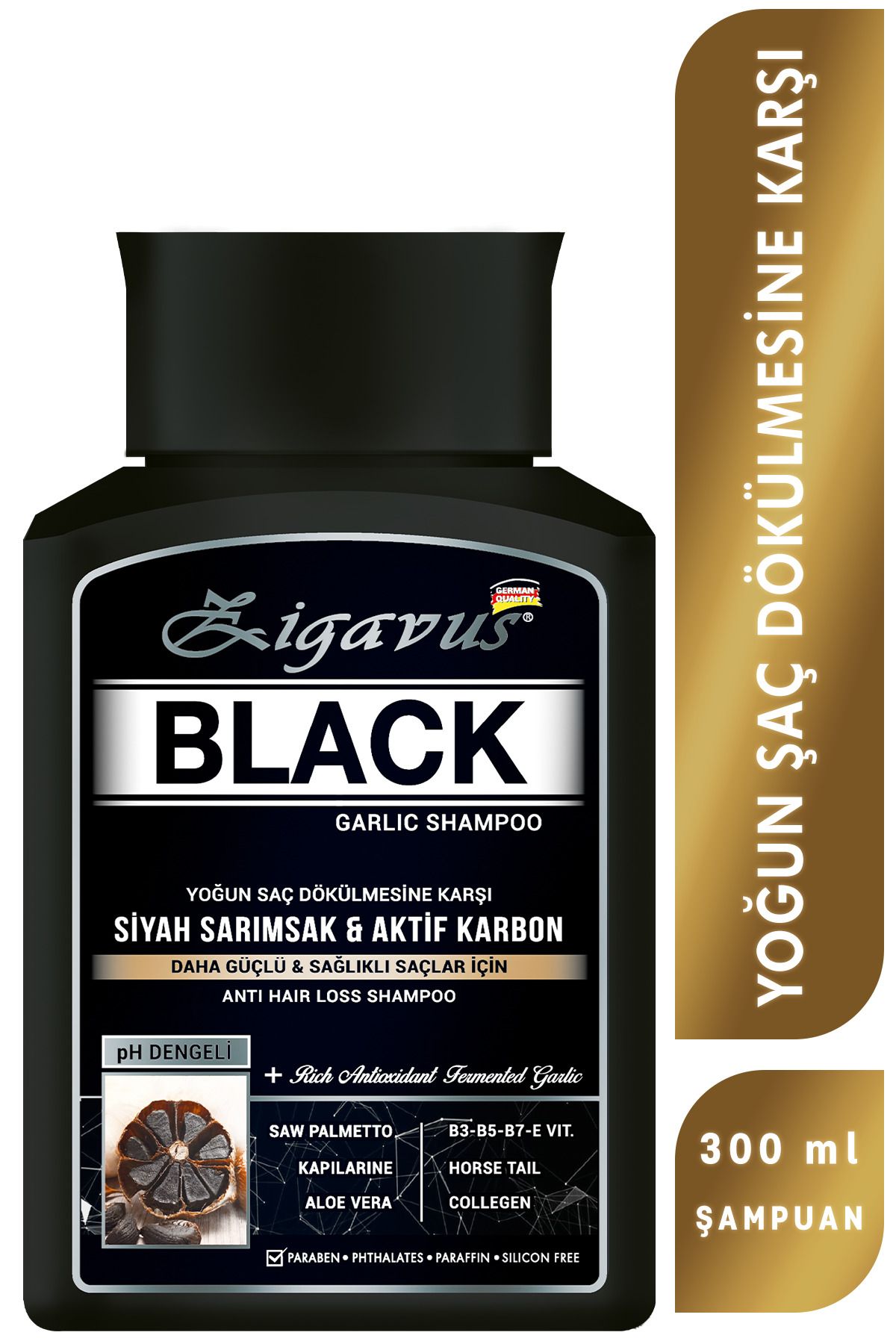 Zigavus Black - Siyah (Kara) Sarımsaklı - Aktif Karbonlu Şampuan 300 ml 8699349130701