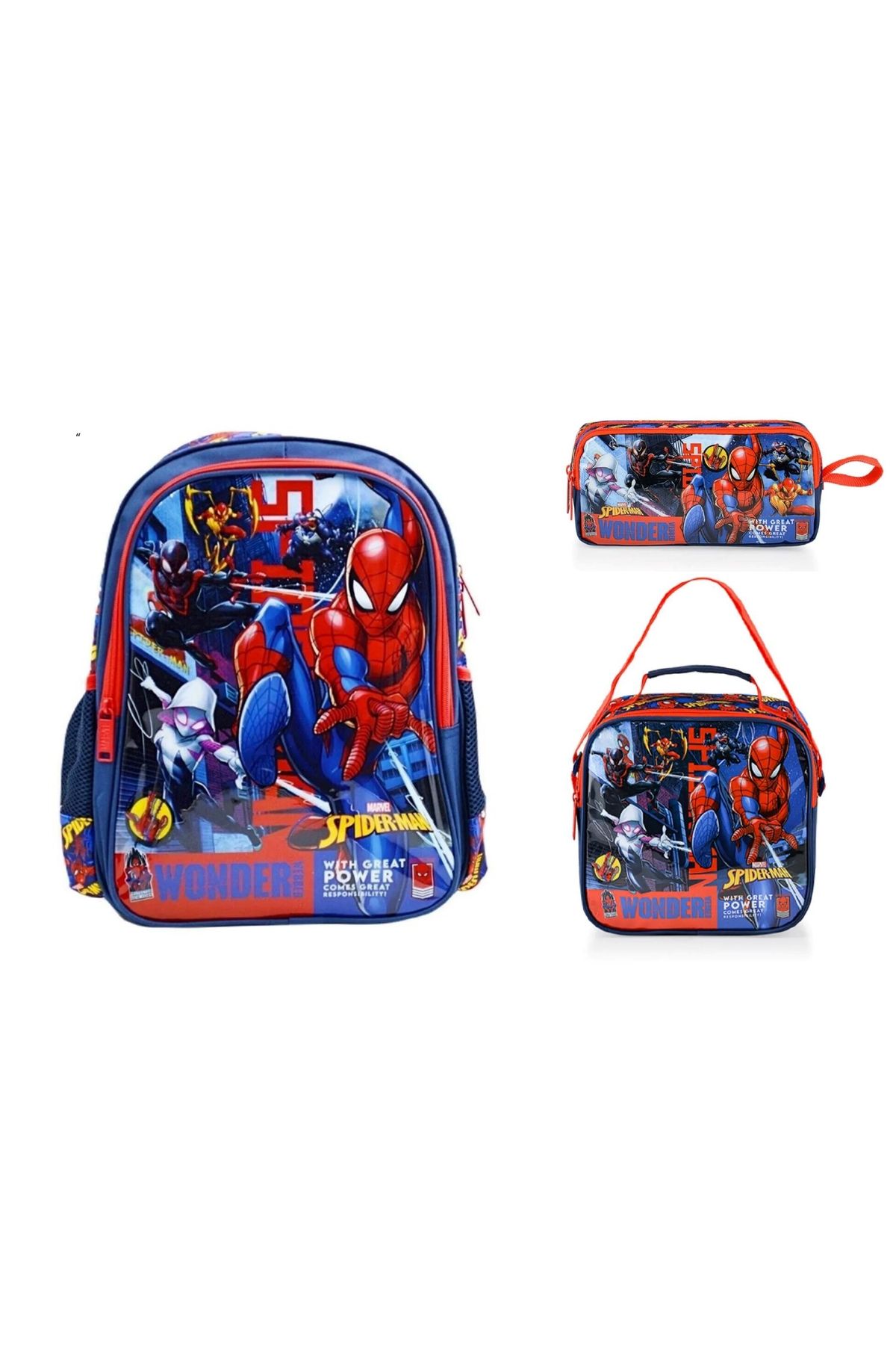 Spiderman Lisanslı İlkokul 3 lü Çanta Seti Hawk Wonder