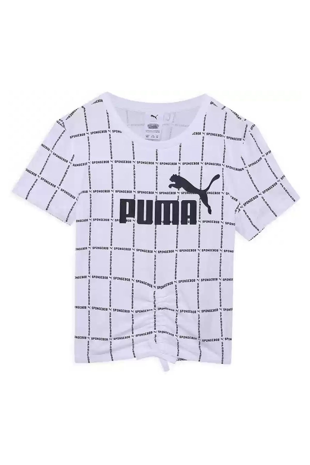 Puma Düz Beyaz Kız Çocuk T-Shirt 67758602 PUMA X SPONGEBOB AOP Tee