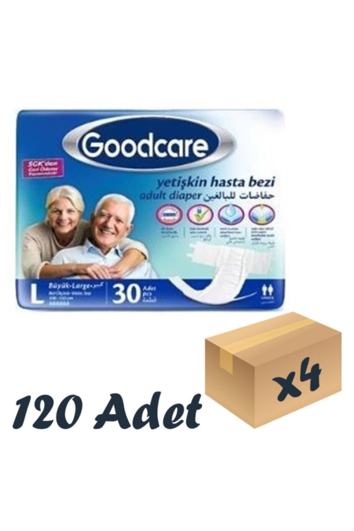 Goodcare Bel Bantlı Yetişkin Hasta Bezi Large 30'lu 4 Paket 120 Adet