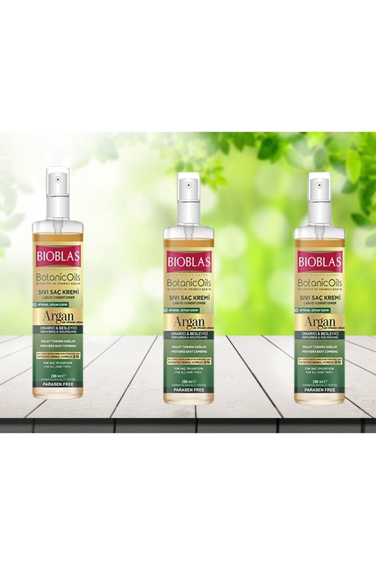 Bioblas Botanic Oils Argan Yağlı Sıvı Saç Kremi 200 Ml Onarıcı Bakım Kremi 3 Adet