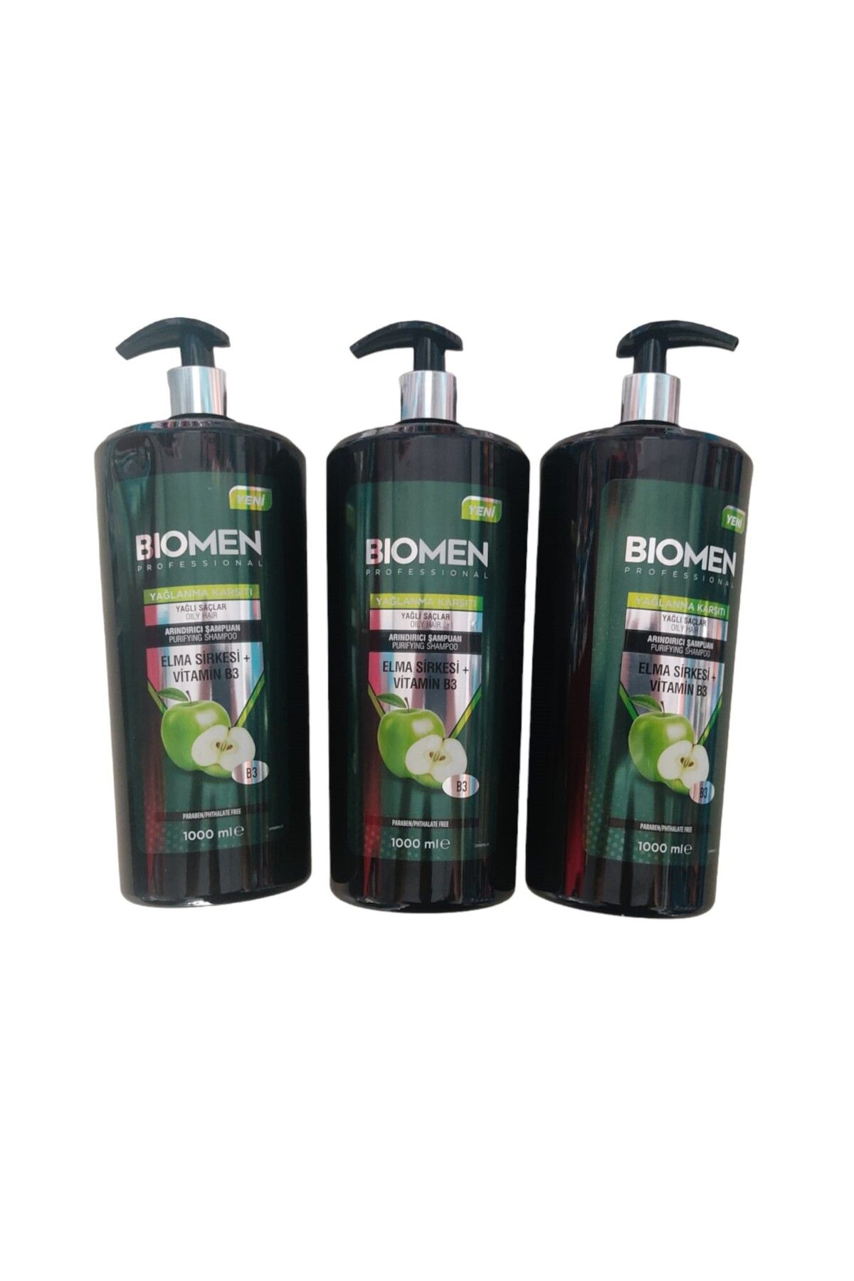 Biomen Elma Sirkesi B3 Vitaminili Arındırıcı Şampuan Seti Sette (3*1000ML:3000 ML)
