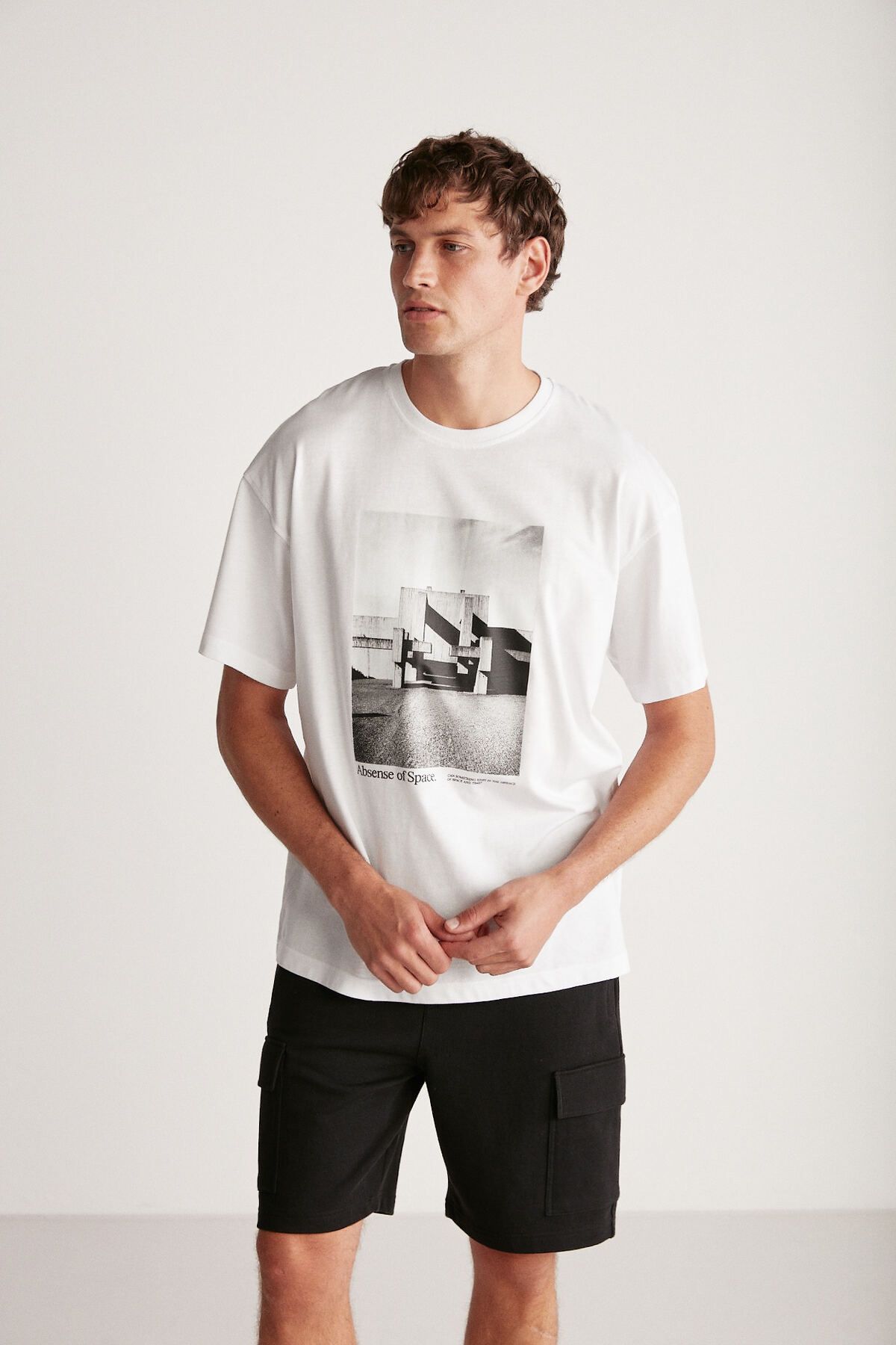GRIMELANGE Keıth Oversize Beyaz Tekli T-shirt