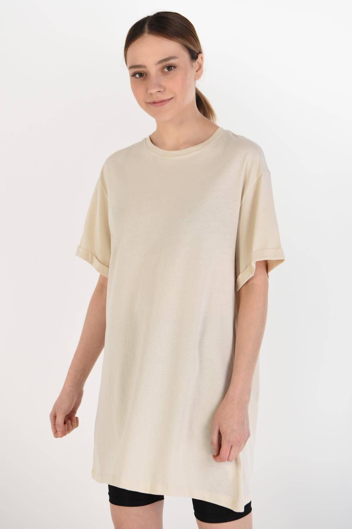 Addax Kadın Taş Basic T-Shirt P0341 - K8 Adx-0000022048