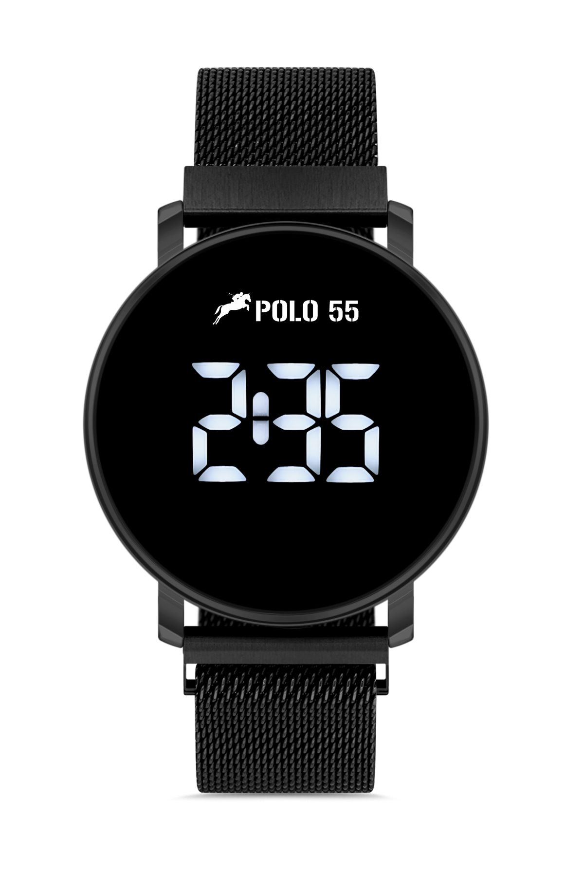 Polo55 Siyah Dokunmatik Dijital Hasır Kordon Erkek Kol Saati