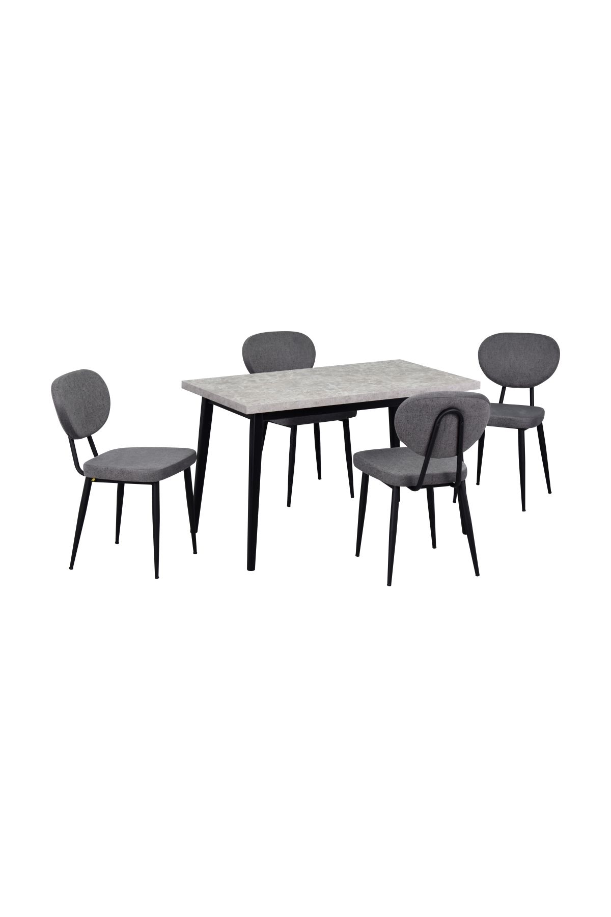 VİLİNZE Vilinze Deniz Metal Sandalye Avanos Ahşap MDF Mutfak Masası Takımı - 70x120 cm
