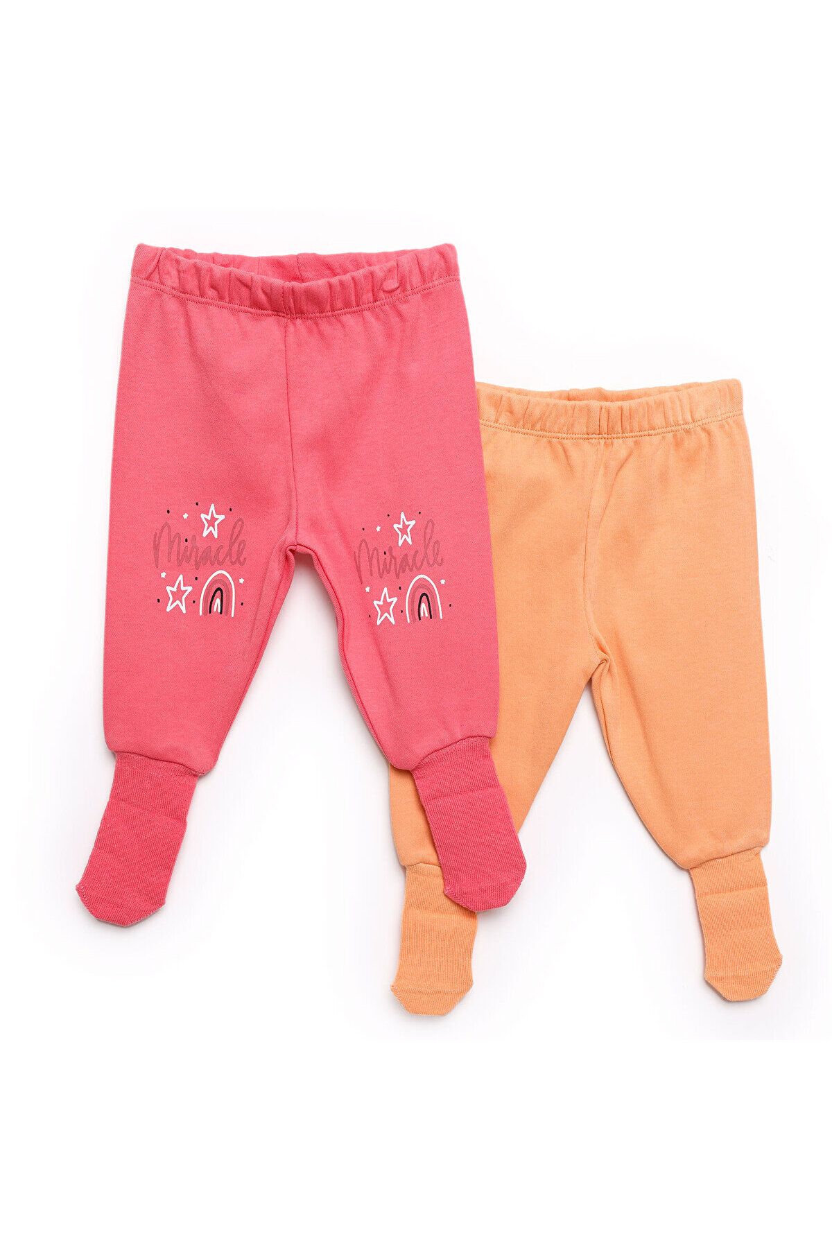 HelloBaby Kız Bebek 2li Çoraplı Pijama Pantolon Kız Bebek
