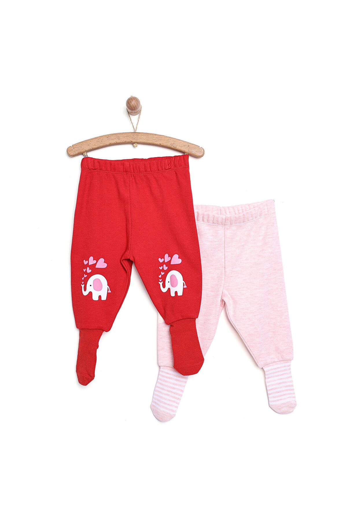HelloBaby Basic Kız Bebek 2li Çoraplı Pijama Pantolon Kız Bebek
