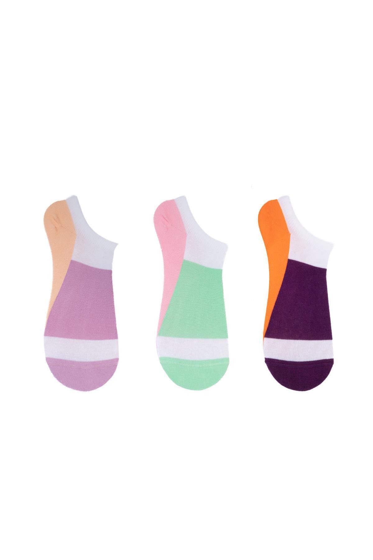 The Socks Company 23SDCR166P Renkli Kadın 3 lü Patik Çorap