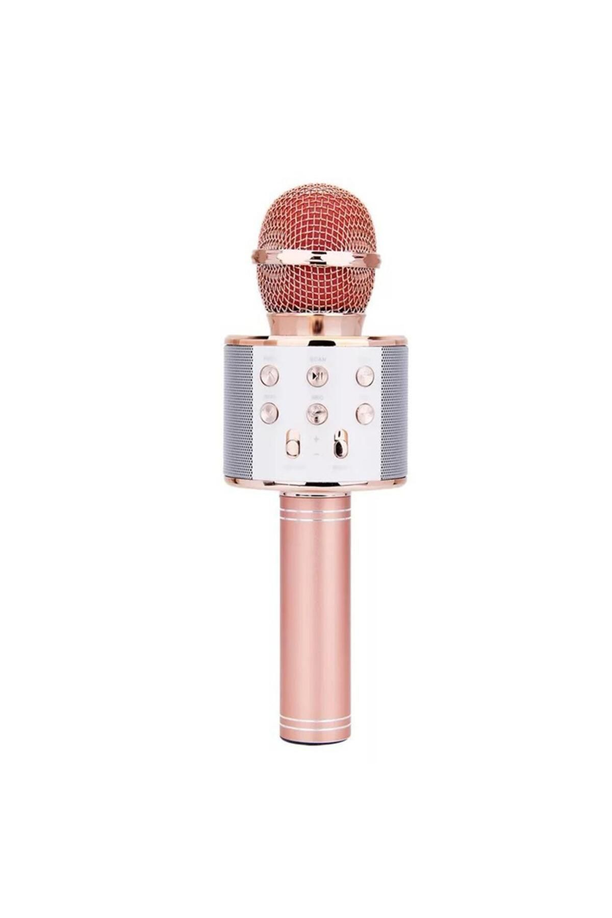 Torima WS-858 Karaoke Mikrofon Aux Usb Ve Sd Kart Girişli Bluetooth Hoparlör Rose Gold