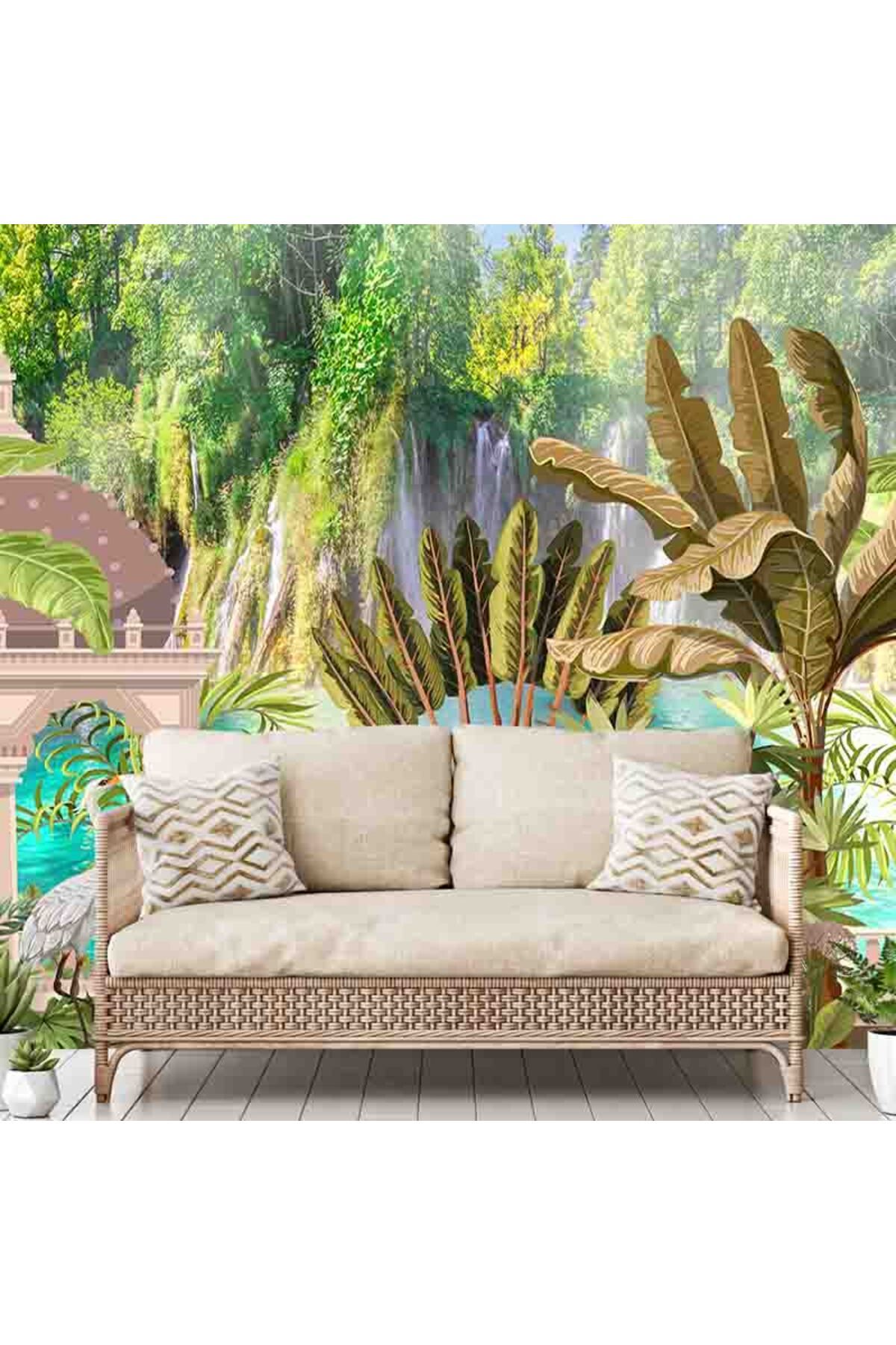 dreamwall Tropik Ağaçlar Desenli Silinebilir Sağlıklı Tekstil Duvar Kağıdı