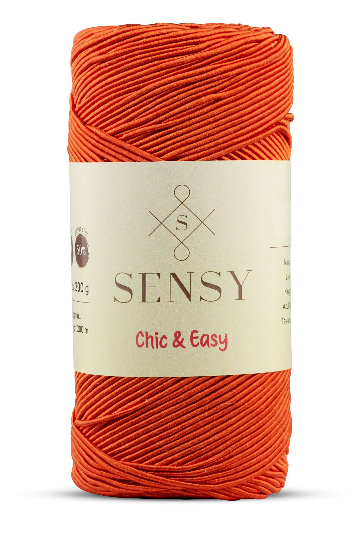 SENSY Premium Chic&Easy 200 gr Slim Supra Makrome İpi Mumlu İp Runner İpi Çanta İpi Pase İp Turuncu
