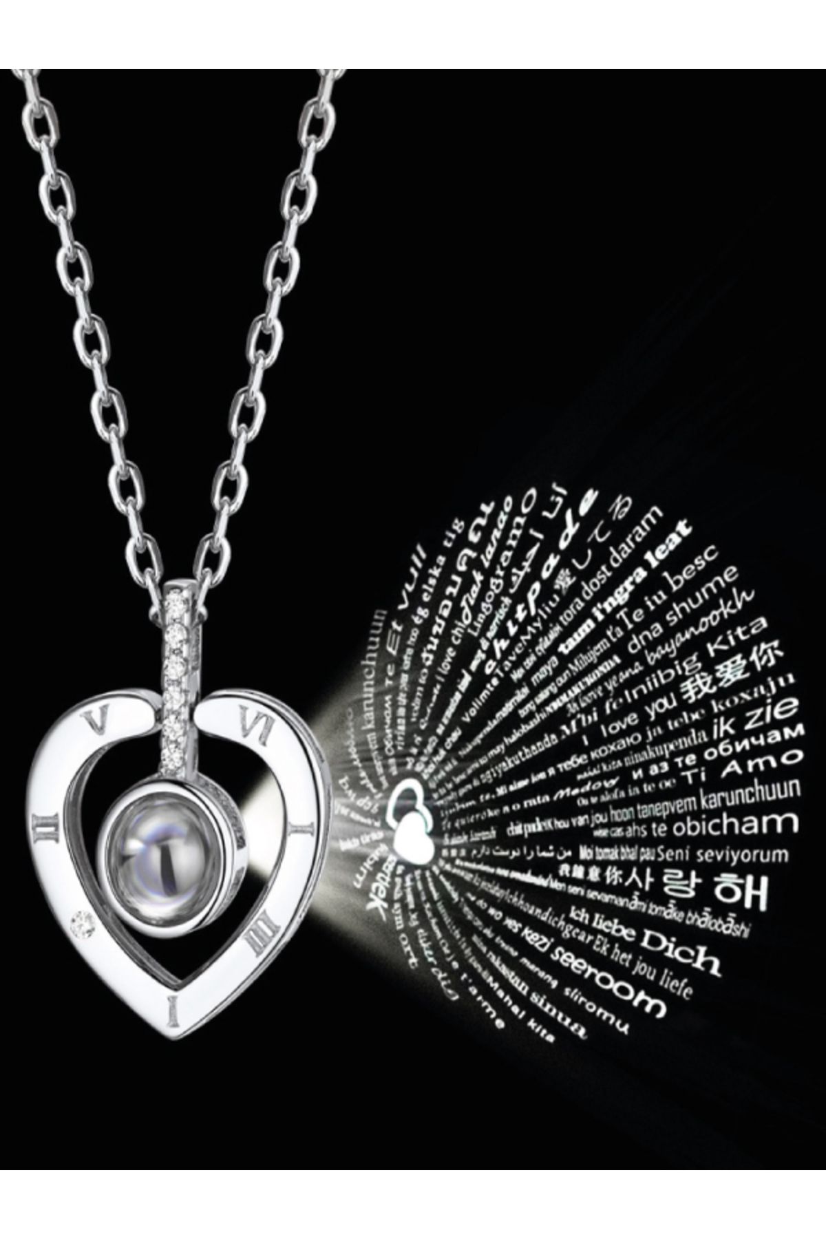 bymissmücevherat 925 Ayar Gümüş Kalp Model 100 Dilde Seni Seviyorum Kolyesi
