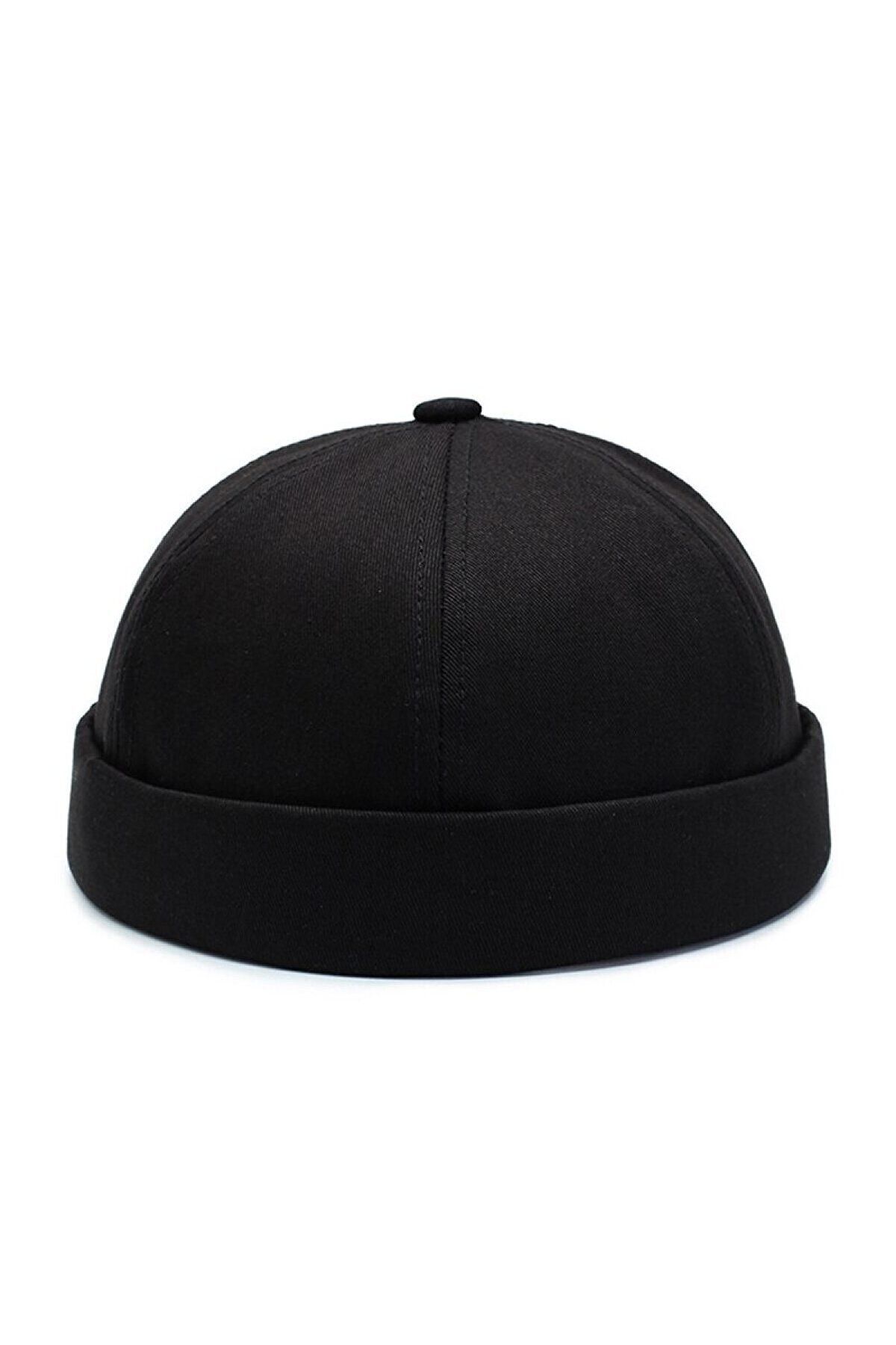 Rupen Kraft Unisex %100 Pamuk Cap Ayarlanabilir Docker Şapka Yazlık Takke Şapka Retro Şapka Siyah Takke Şapka