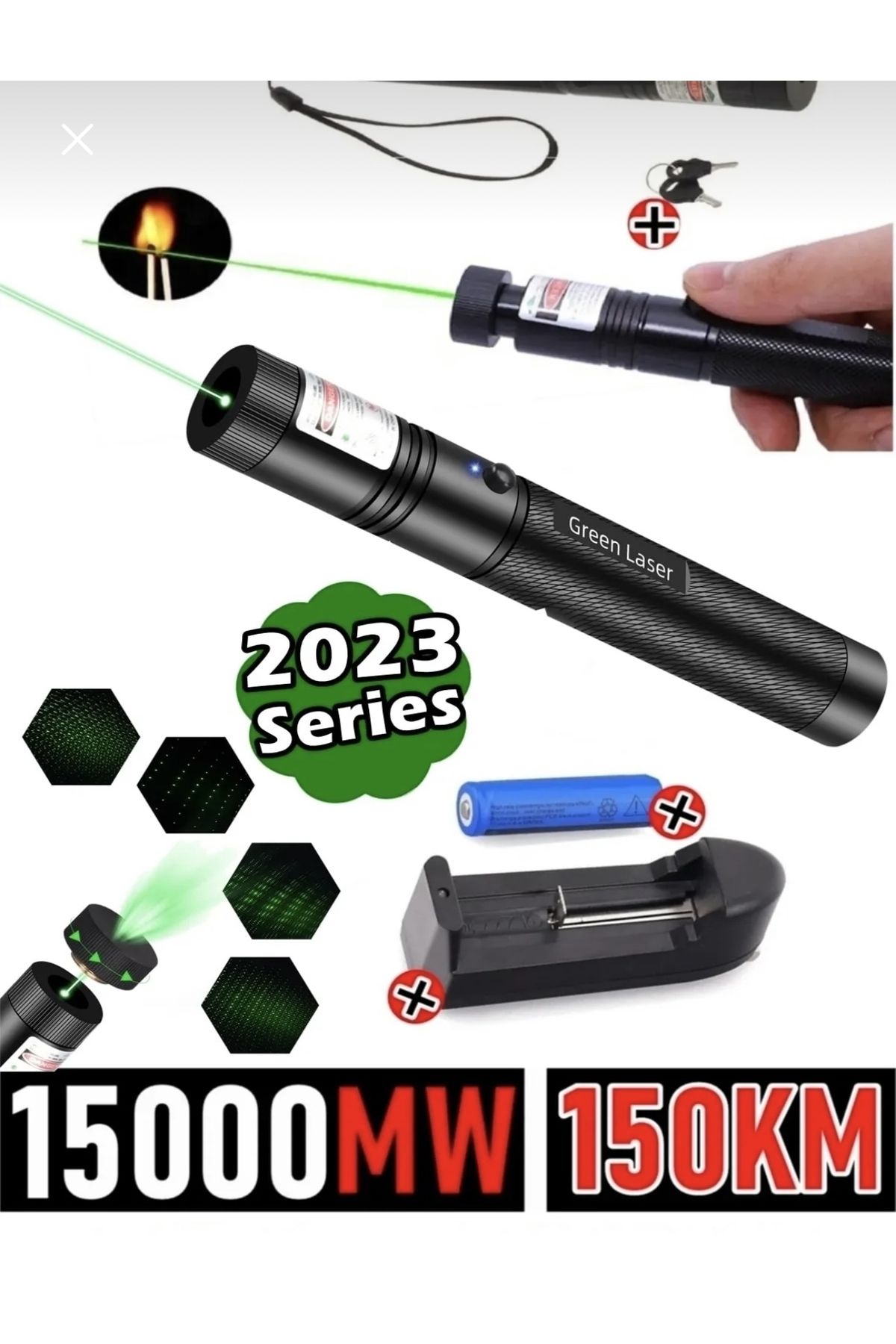 Genel Markalar Yeni model Ultra Güçlü Yeşil Lazer Şarjlı Lazer pointer Metal Kasa Anahtarlı Ultra Güçlü 2023 Model