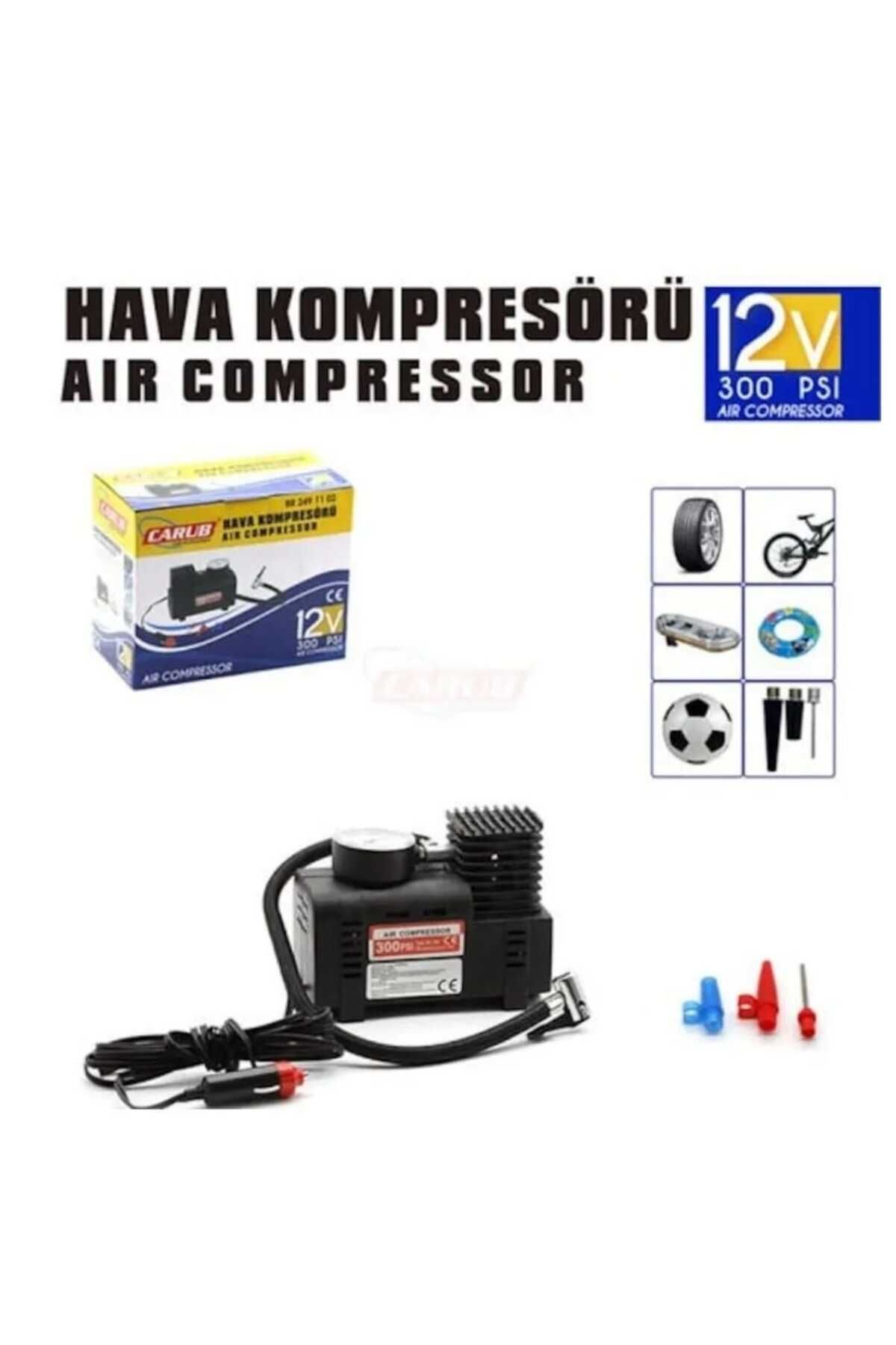 Cabba Çakmaklık Girişli Hava Kompresörü 12v 300 Psi Lastik Şişirici Pompa