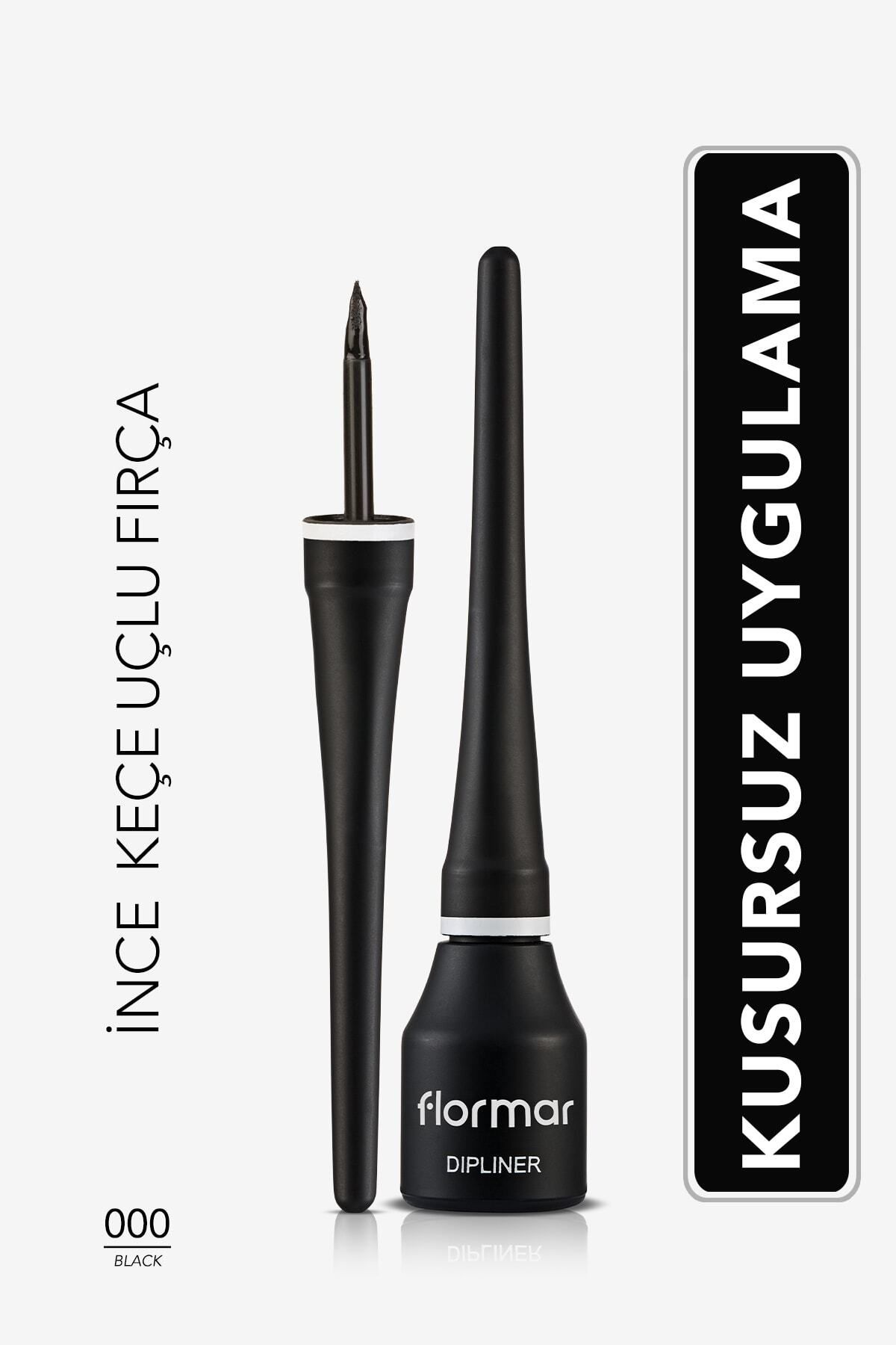 Flormar Yoğun Pigmentli İnce Keçe Fırçalı Yarı Mat Dipliner (Siyah) - Dipliner - 000 - 8690604330003