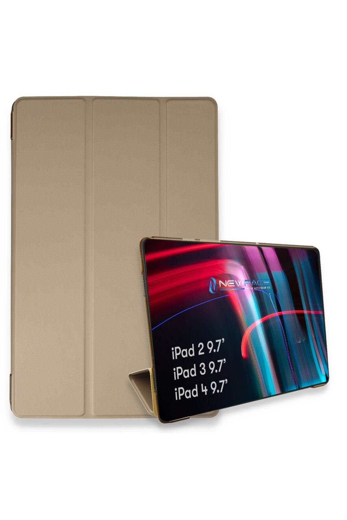 Karce CLZ192 İpad 2 9.7 Kılıf Tablet Smart Uyumlu Kılıf - Ürün Rengi : Gold
