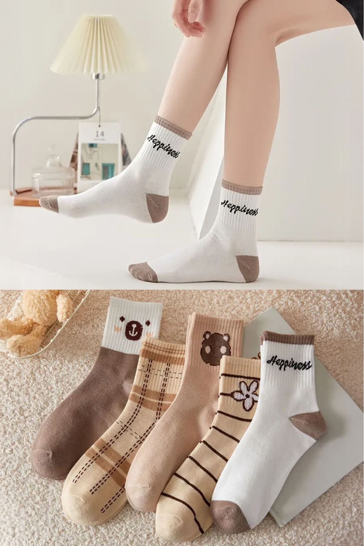 BGK 5’Li Sevimli Ayıcık Desen Kolej Çorap