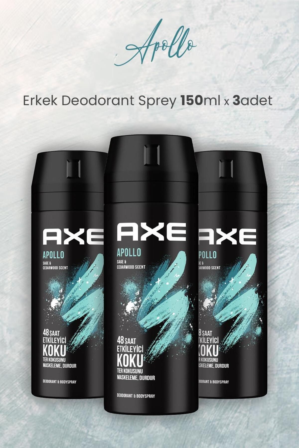 Axe Apollo Erkek Deodorant Sprey 150 ml x 3 Adet