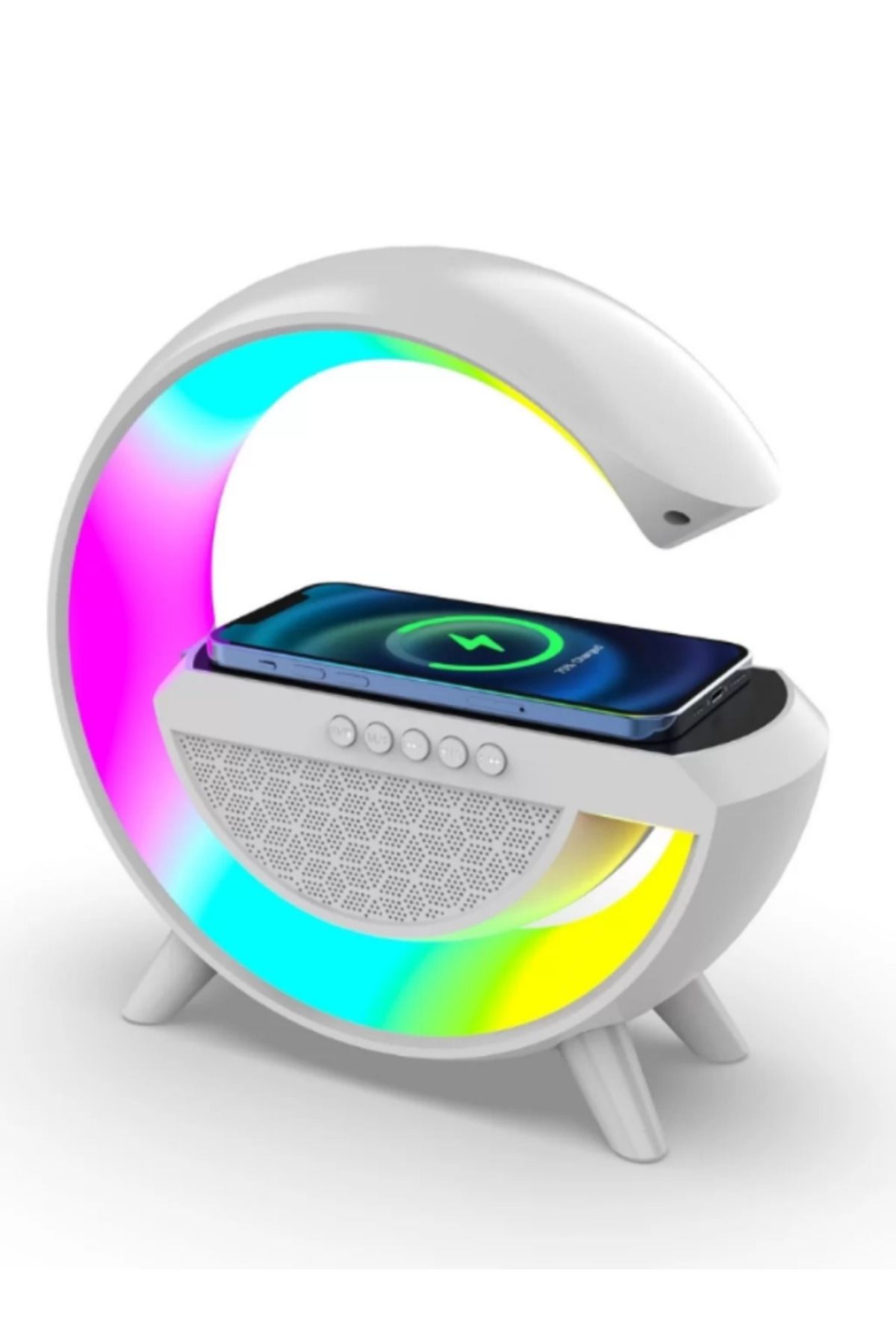 Teknoloji Gelsin Akıllı Gece Lambası Speaker Bluetooth Hoparlör Kablosuz Şarj Rgb Masa Lambası Yatak Odası Dekor 3in1
