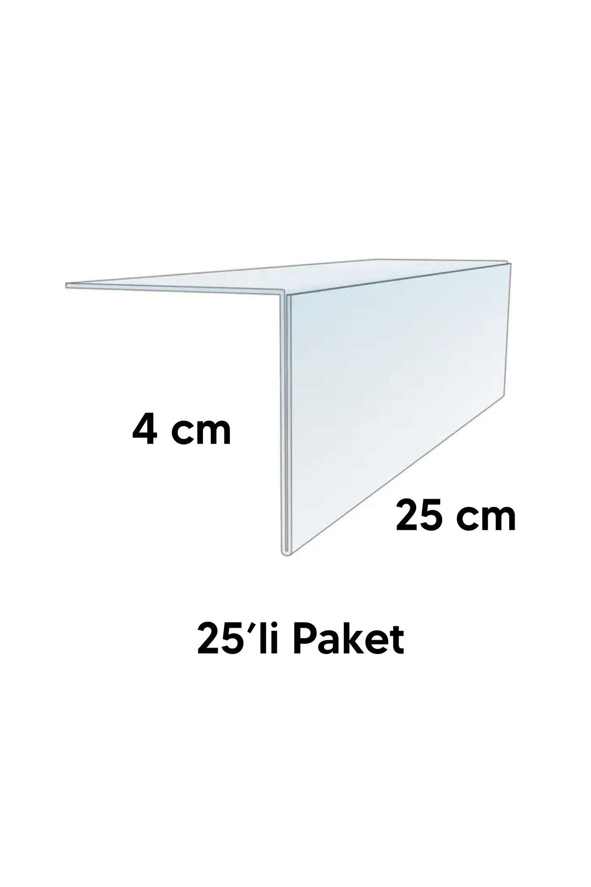 DamgaMarket PVC Yapışkanlı Açılı Raf Fiyat Etiketliği 4cm x 25 cm - 25'li Paket - PL-40250