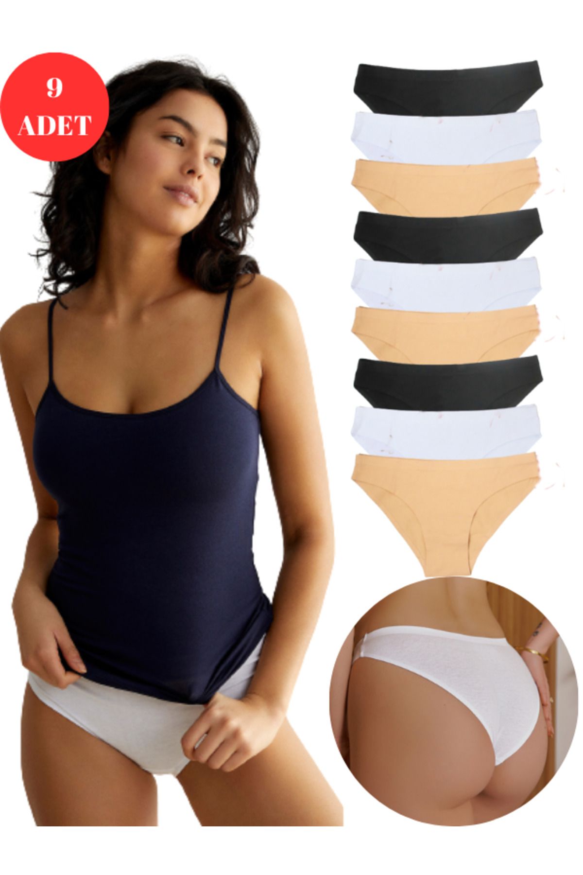 Adeniz Kadın Lazer Kesim Dikişsiz Kilot Iz Yapmayan Yumuşak Kulot Mikro Kumaş Bikini Külot 9'lu Paket