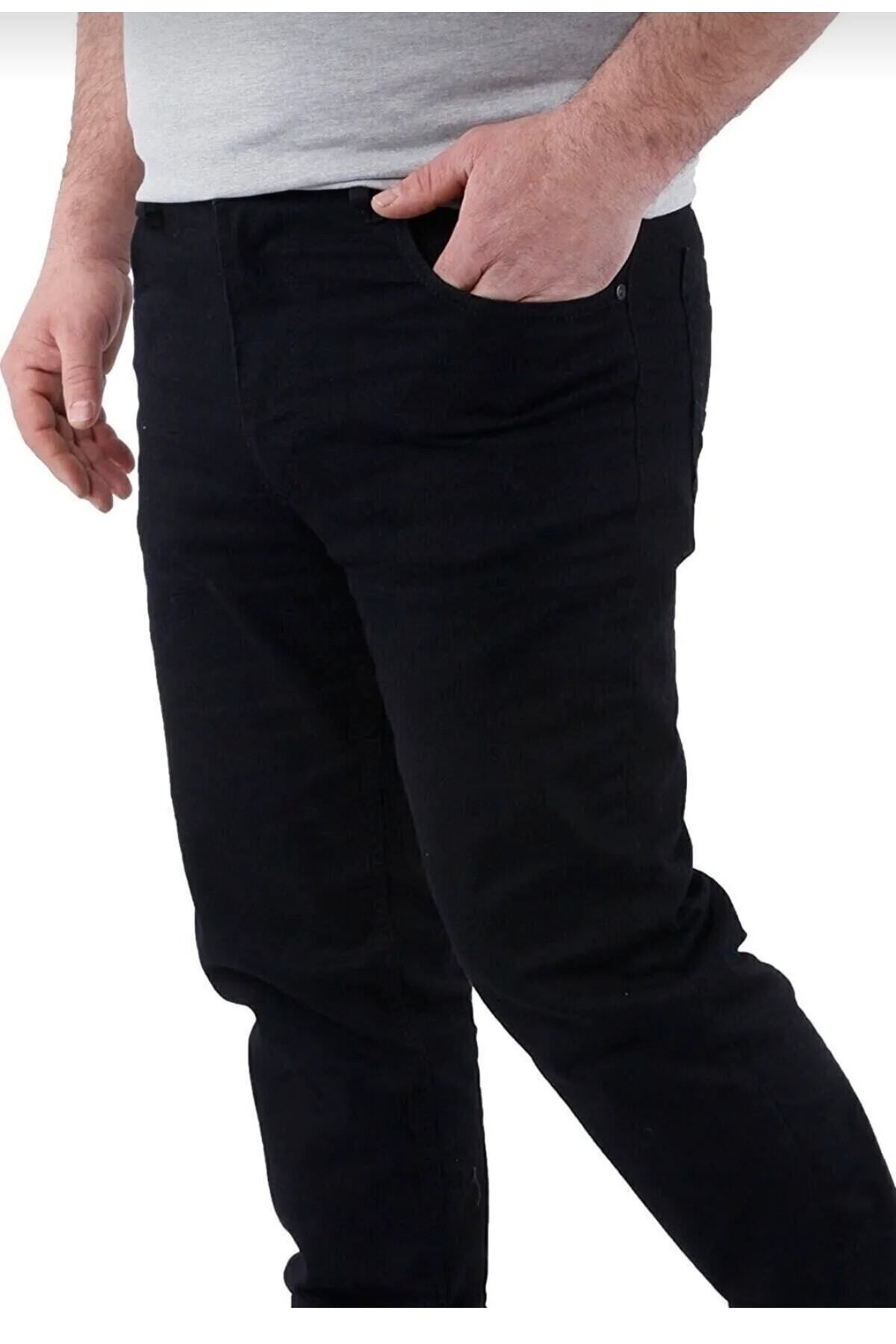 ClaSs fashion Erkek Likralı Boru Paça Yüksek Bel Battal Büyük Beden Siyah Kot Pantolon