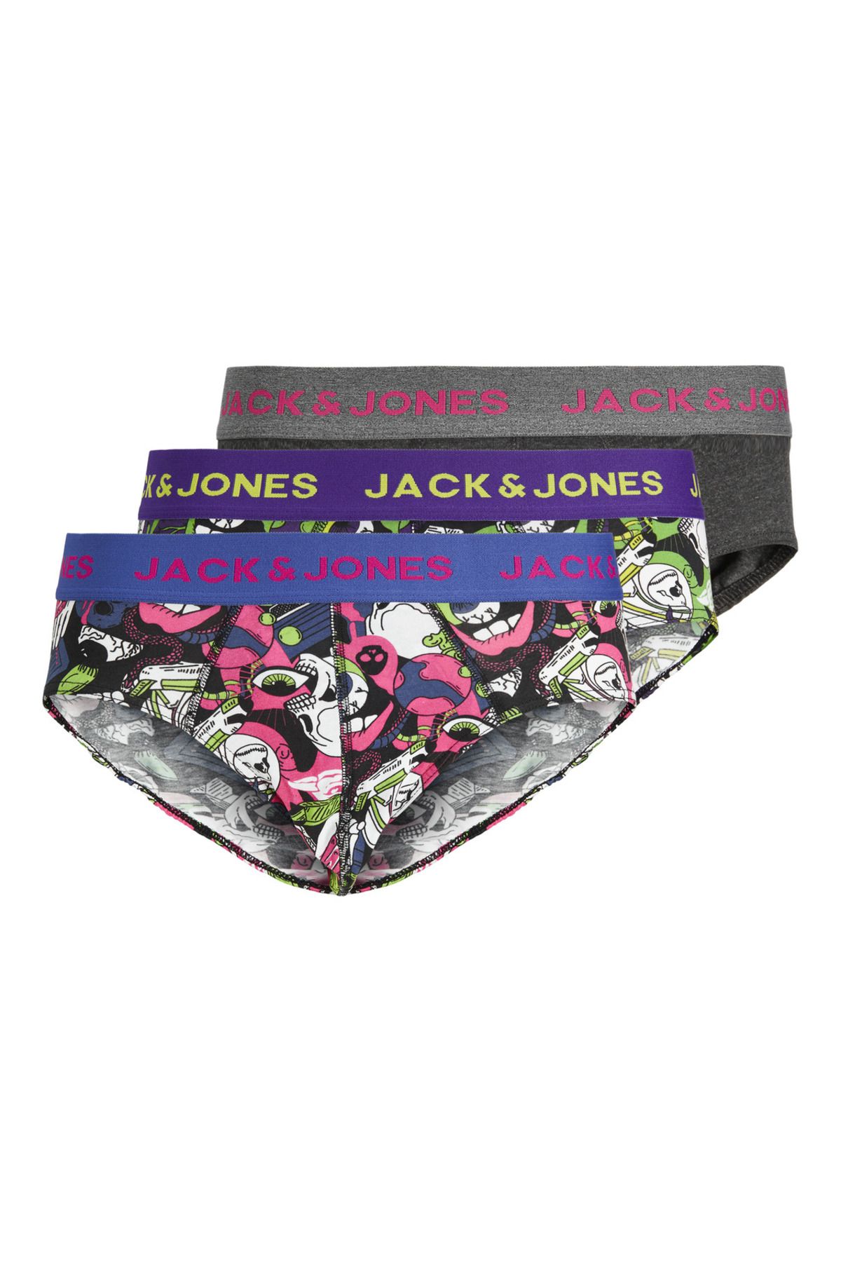 Jack & Jones 3'lü Desenli Boxer Paketi - Space