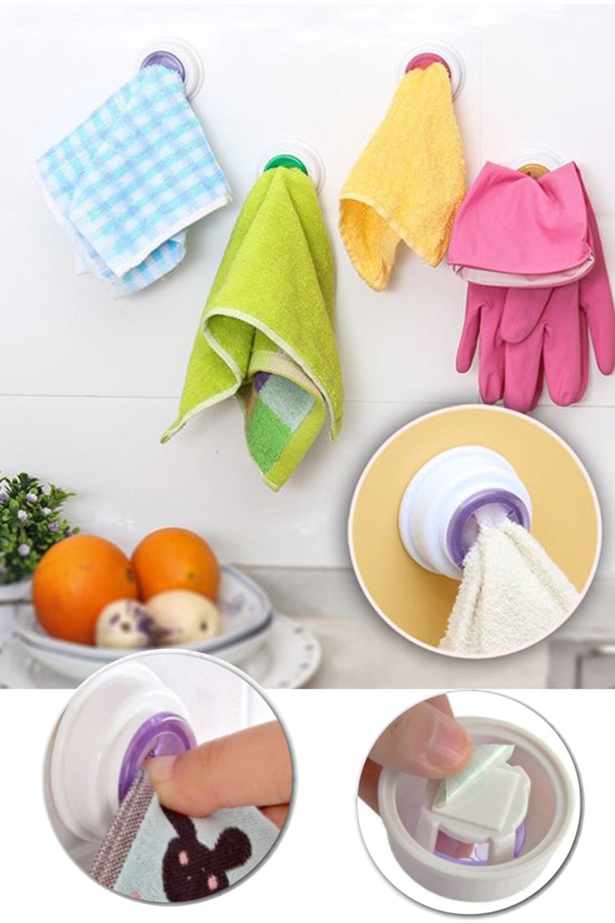 Meleni Home 2 Adet Havlu Bez Tutucu - Banyo Mutfak Havlu Askısı